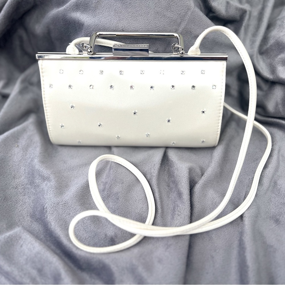 Liz Claiborne Cream Satin & Rhinestone Purse